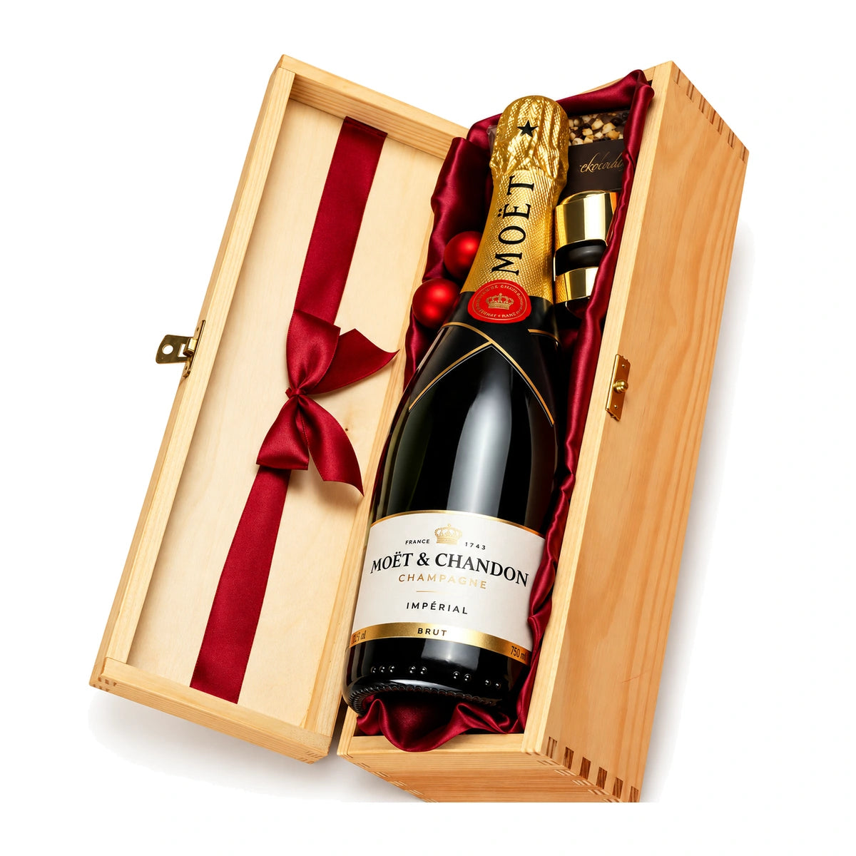 ZESTAW PREZENTOWY MOËT & CHANDON IMPÉRIAL BRUT W SKRZYNCE DREWNIANEJ